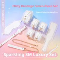 Ensemble de bondage sexy 7 pièces pour couples, kit BDSM en cuir PU et dentelle, menottes, bâillon, attaches de cheville, paddle, expédition discrète, emballage confidentiel
