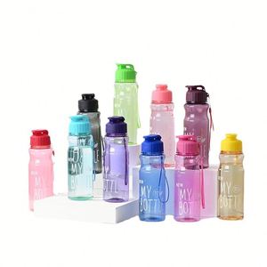 Botella de Agua Transparente de PET con Cordón, Tapa Abatible a Presión, a Prueba de Fugas, para Uso Deportivo, Escuela, Gimnasio y Viajes - Unisex - Product Image 5