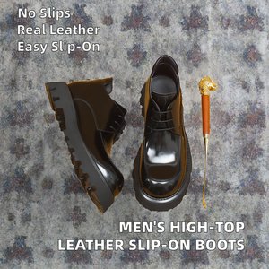 Botas de Otoño de Cuero Genuino para Hombre, Estilo Británico, Talla Grande, Formales, de Oficina, Antideslizantes, de Alta Calidad - Product Image 2