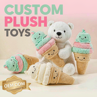 Jouets en peluche personnalisés en forme de crème glacée OEM ODM, ours en peluche en forme de cornet, vente en gros, cadeau pour enfants