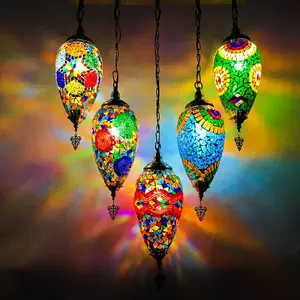 Decorazione della luce del pendente marocchino turco in stile mediterraneo con paralume in vetro a mosaico fatto a mano