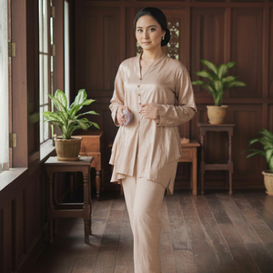 Ensemble Baju Kurung Borong Direct Kilang, Kebaya vintage brodée, Sulam Kerawang, écologique, sans repassage, Cey Crepe, robe maxi Raya - Product Image 1