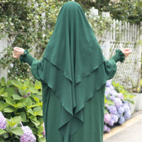 Vêtements Musulmans Traditionnels & Accessoires Plissés en Polyester, Jilbab de Prière Long à 2 Couches, Khimar, Niqab, Écharpe Islamique pour Femmes Musulmanes