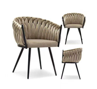 Chaise de salle à manger moderne en velours, style traditionnel, avec pieds en métal, pour l'extérieur, les hôtels, les salons et les tables basses