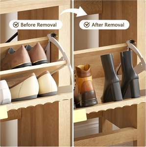 Meuble à chaussures cannelé avec <span class=keywords><strong>3</strong></span> tiroirs rabattables, étagère à chaussures dissimulée, organisateur de chaussures autoportant haut avec pieds pour couloir et entrée - Product Image 4