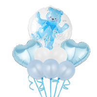 Ballon Bobo transparent 24 pouces Ballon en film aluminium Cartoon 3D Teddy Bear Set Birthday Party Balloon decoration