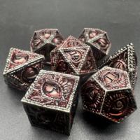 Jeu de dés personnalisé en métal du MDN-7 dés RPG polyédriques en œil de dragon pour jeux de table, logo OEM