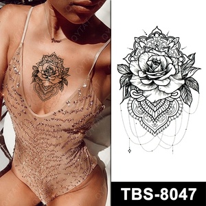 Personnalisé Vente en gros Sexy Femmes Hommes Faux Corps Tribal Bras Temporaire Imperméable Fleur Noire Autocollants de Tatouage - Product Image 3