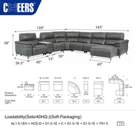 Ensemble de canapés modulaires en cuir véritable MANWAH CHEERS, grand canapé d'angle pour salon, inclinable avec chaise longue et haut-parleurs Bluetooth