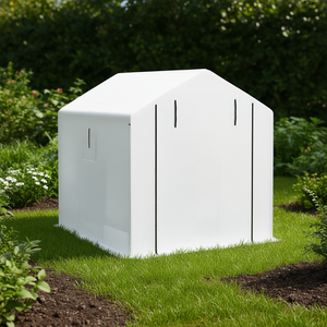 Serre de jardin portable blanche 8x6 pieds avec porte en maille et structure en aluminium pour étiquettes de plantes - Product Image 2