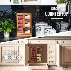 Estante de Almacenamiento de Madera de Varias Capas, Estante Rectangular de 4 Niveles, Organizador de Alimentos para Cocina, Color Retro, Madera Maciza - Product Image 1