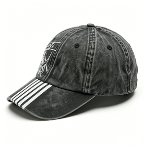 Casquette unisexe en toile personnalisée brodée, style vintage délavé et vieilli, 6 panneaux, rétro streetwear, avec logo imprimé - Product Image 5