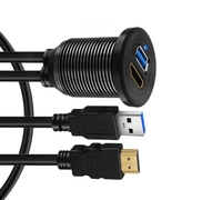 Adaptateur de montage encastré LED double USB pour tableau de bord de voiture, double port USB 3.0 mâle vers femelle, câbles de chargeur USB Type C à montage sur panneau