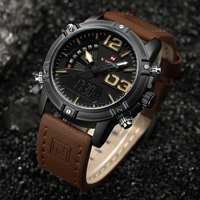 Reloj de Pulsera Deportivo Naviforce 9095 de Lujo, Marca de Moda, Reloj de Cuarzo para Hombre, Fecha, Semana, Doble Hora, Digital, Analógico, de Cuero