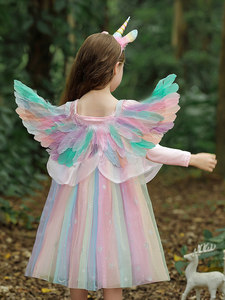 Vestido de Princesa My Little <span class=keywords><strong>para</strong></span> <span class=keywords><strong>Niñas</strong></span>, Disfraz de Cosplay Infantil con Diseño de Arcoíris, Alas de <span class=keywords><strong>Unicornio</strong></span>, Adornado con Cuentas, Estampado, <span class=keywords><strong>para</strong></span> <span class=keywords><strong>Niñas</strong></span> de 17 Años - Product Image 5