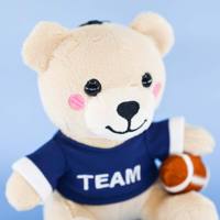 Porte-clés en peluche personnalisé Anoeo, mascotte ours sportif, jouet en polyester, mini poupée mignonne de dessin animé, breloque de sac de fête, vente en gros