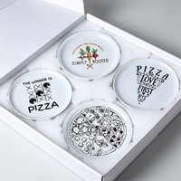 Assiette à dîner en céramique à motifs, assiette ronde en porcelaine blanche pour restaurant, maison, pizza, salade, logo personnalisé, vente en gros
