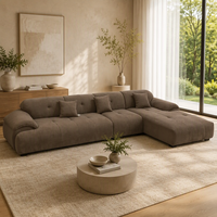 Ensemble de canapés d'angle rectangulaires modernes en tissu pour salons d'appartements et de villas, meubles de luxe avec pieds en bois