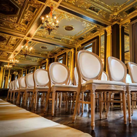 Chaise de salle à manger Louis en bois à dossier rond, confortable et à prix abordable, idéale pour les banquets et mariages