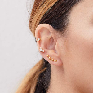 ROXI S925 Argent Sterling Zircon Piercing d'oreille en forme de petite couronne avec diamant, style clou d'oreille - Product Image 4