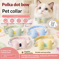 Collier à nœud couleur macaron, collier décoratif en tissu à pois pour chats et chiens, couleurs mélangées en stock, vente en gros