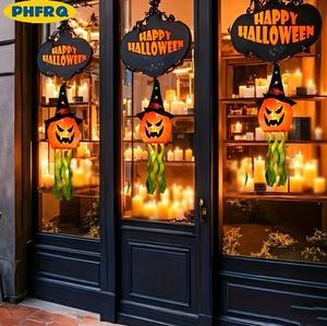 Luz LED con forma de sombrero de bruja, linterna colgante con forma de calabaza, funciona con pilas, decoración espeluznante de Halloween para patio, hogar, ventana, puerta - Product Image 5