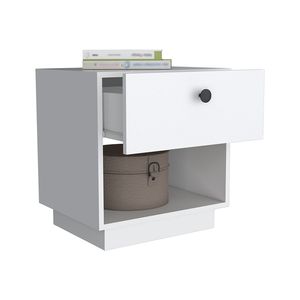 DB Mesita de noche de un cajón Viliigili, acabado blanco, madera maciza, antiguo, Europeo, francés, moderno, con espejo, dormitorio, apartamento, Hospital - Product Image 4
