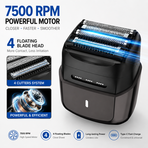<span class=keywords><strong>Rasoir</strong></span> électrique à lames mobiles MRY Professional 4 lames 7500 tr/min haute vitesse étanche IPX6 pour hommes, idéal pour les voyages avec charge rapide Type-C - Product Image 2