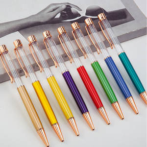 डिय फ्लोटिंग बॉलपॉइंट पेन ग्लेटर, रेत और फूलों की सजावट के साथ डिय फ्लोटिंग बॉलपॉइंट पेन खोखला धातु शरीर - Product Image 2