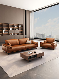 Modernes Italienisches Minimalistisches Leder-Büro-Empfangssofa-Set Massivholzrahmen VIP-Besprechungsraum-Möbel <span class=keywords><strong>Kuli</strong></span> Ohne Montage - Product Image 2