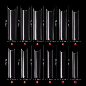 Boîte de 240 faux ongles transparents sans couture en forme de C, extensions françaises à couverture complète, avec logo personnalisé - Product Image 4