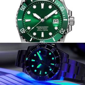 Reloj Deportivo de Buceo de Lujo, Calendario, Verde, Mecánico, Automático, Acero Inoxidable, 200M, Relojes de Buceo para Hombre, Relojes de Negocios - Product Image 2