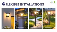 Lampe solaire à pilier LEAD, étanche IP65, garantie 3 ans, avec capteur PIR et télécommande pour jardin, cour, parc, aménagement paysager