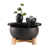Fuente de agua para decoración del hogar para exteriores/interiores, cascada creativa, fuente de agua de cerámica, adornos de decoración