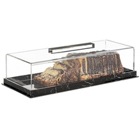Boîte de présentation de gâteau en acrylique personnalisable, rectangulaire, avec couvercle anti-poussière, base en marbre et poignée