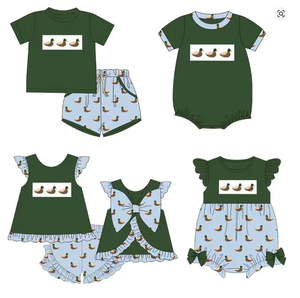 Pantalones Cortos Casuales de Boutique Personalizados con Estampado de Patos Mallard para Niños, Pelele Burbuja, Conjuntos a Juego para Hermanos, Estilos de Ropa Infantil, Tela de Estambre con Estampado - Product Image 1