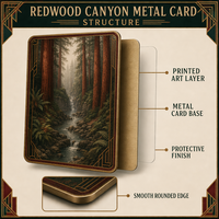 Carte de collection en métal 3D Redwood Canyon, carte artistique sur le thème de la nature, de la forêt et de la faune, en métal doré, argenté ou noir, souvenir, médaille, cadeau