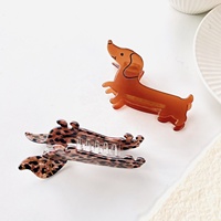Aksesoris Rambut Jepit Desain Dachshund Motif Leopard Warna Karamel Manis Terbaru, Logo Custom, Untuk Wanita, Cocok untuk Gaya Rambut Updo di Bagian Belakang Kepala