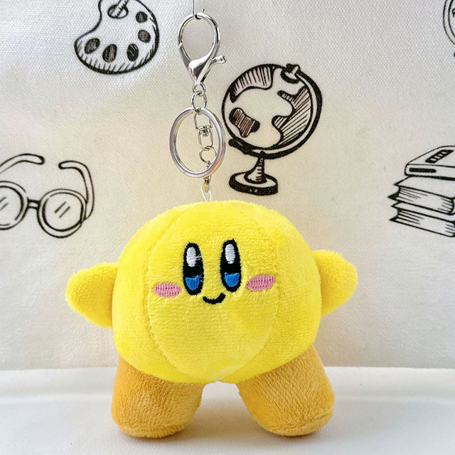 Anime Kawaii Cute Star Kirby Stuffed Pendant Plush Yellow Cartoon Toy Doll Keychain Pendant Christmas Birthday Gift for Children