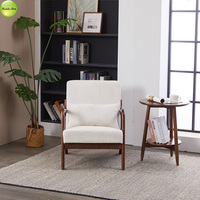 Reddeboo Mobilier de salon moderne Chaise de salle à manger d'appoint rembourrée vintage Canapé simple en bois Chaise de loisirs américaine 5373