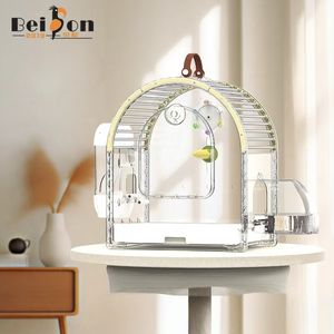 Grande <span class=keywords><strong>cage</strong></span> à oiseaux anti-éclaboussures, en acier inoxydable et acrylique transparent, pour perroquets, calopsittes, perruches et perruches de Chine - Product Image 1