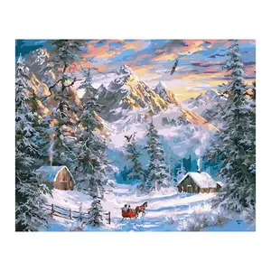 Лидер продаж, картина маслом по мотивам снежного пейзажа, картина «сделай сам» с деревянной рамкой, лучшее качество, рождественский подарок, картина по номерам