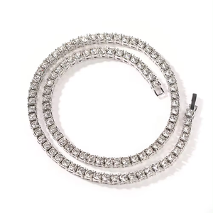 Großhandel Hip Hop-Schmuck Mode 18K Gold Silber plattiert Diamant Tenniskette Halskette für Herren Damen - Product Image 2