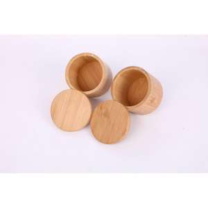 Boîte de rangement multifonctionnelle en bambou écologique pour thé, épices, sel et poivre avec couvercle magnétique pivotant pour la cuisine - Product Image 3