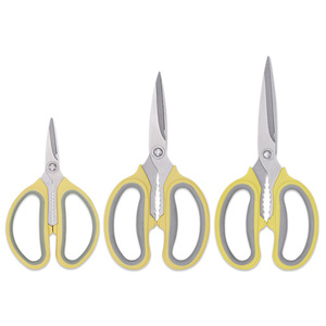 Stainless Steel Office Scissors Small Medium Large Straight Tip Yellow Handles For Home And Stationery Use - Product Image 1
