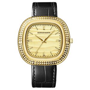 New Wholesale Vintage Gold Oval Men <b>Watch</b> 42mm Textured Dial 3BAR Leather Band Luxury Business Men Quartz <b>Watch</b> - Product Image 4