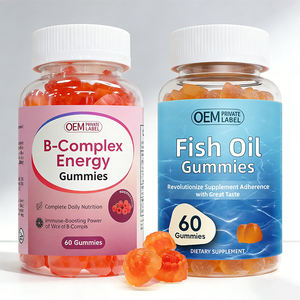 Gomitas de <span class=keywords><strong>Complejo</strong></span> de Vitamina <span class=keywords><strong>B</strong></span> y Aceite de Pescado para la Salud Cerebral, Apoyo Cardíaco y Bienestar Diario - Suplemento de Marca Privada OEM - Product Image 1