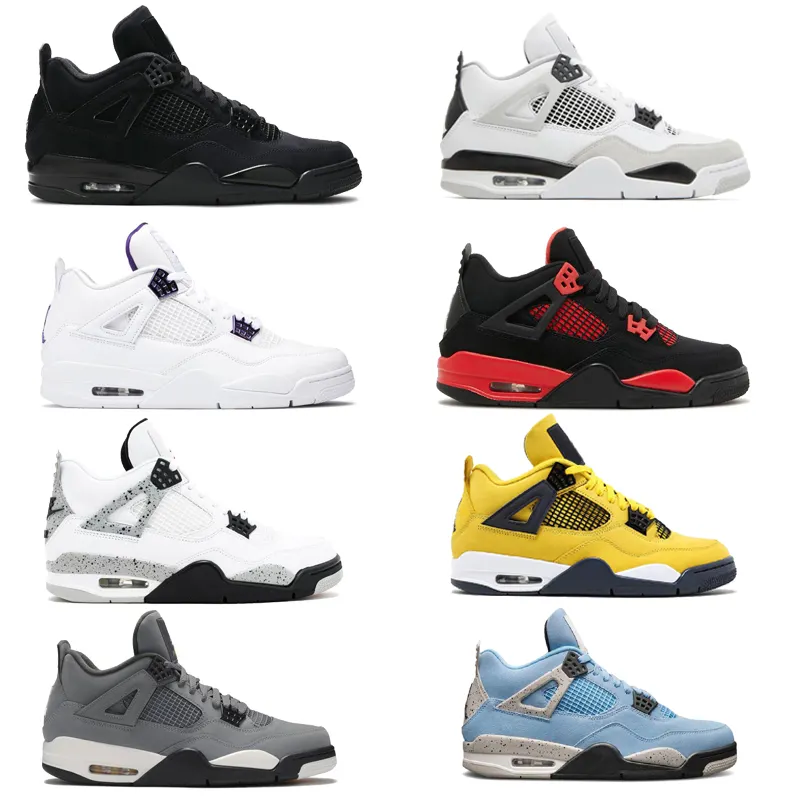 High Quality Retro 4s Bred Basketball Shoes Chicago Black Red Toe Men's Sneakers Vintage Men's Women's Casual