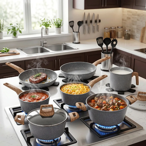 Offre Spéciale – Batterie de Cuisine Moderne en Alliage d'Aluminium Forgé, Revêtement Céramique Effet Marbre, 10 Pièces, Compatible Induction et Four - Product Image 4