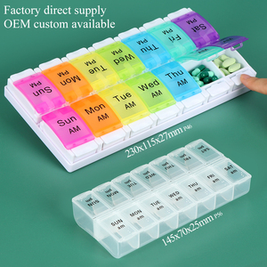 SUNSHING Factory 14 Day AM PM Pill Organizer Double Compartment Weekly Medicine Box Morning Night Pill Case Medication <b>Container</b> - Product Image 1